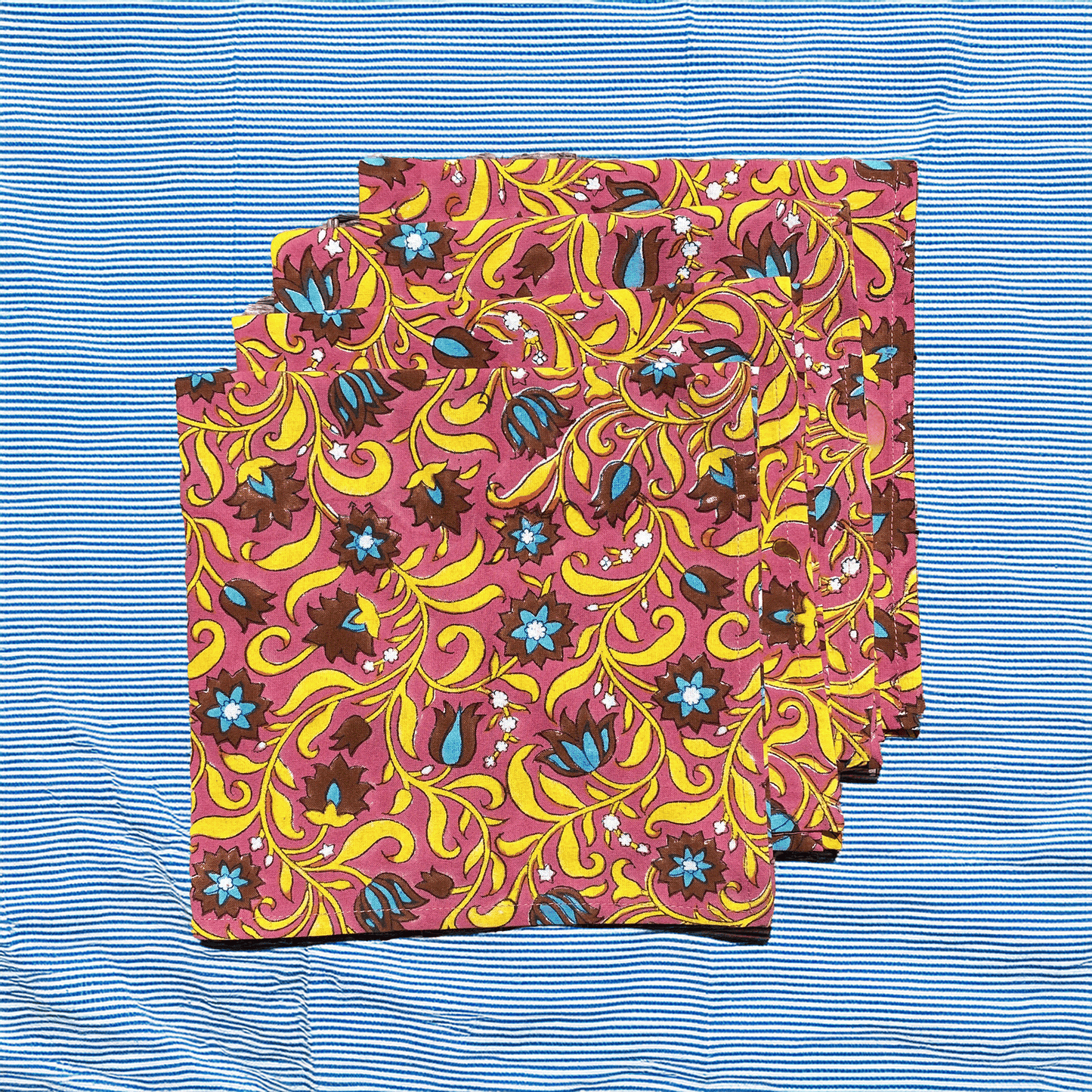 Block printed cloth dinner napkin- Cinnamon Red Set of 4