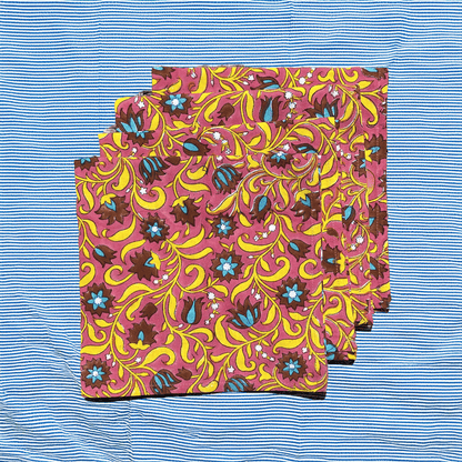 Block printed cloth dinner napkin- Cinnamon Red Set of 4