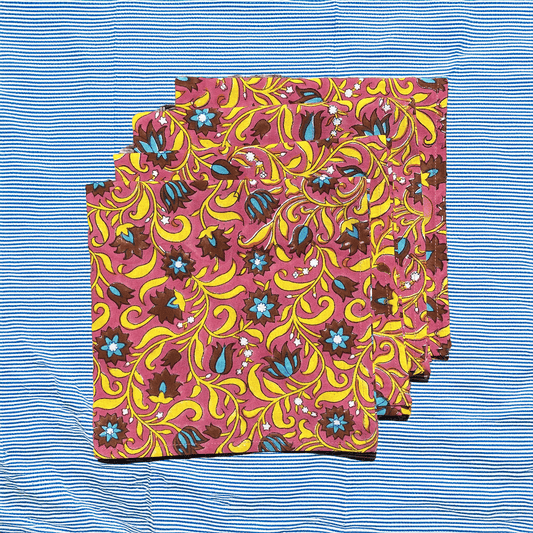 Block printed cloth dinner napkin- Cinnamon Red Set of 4