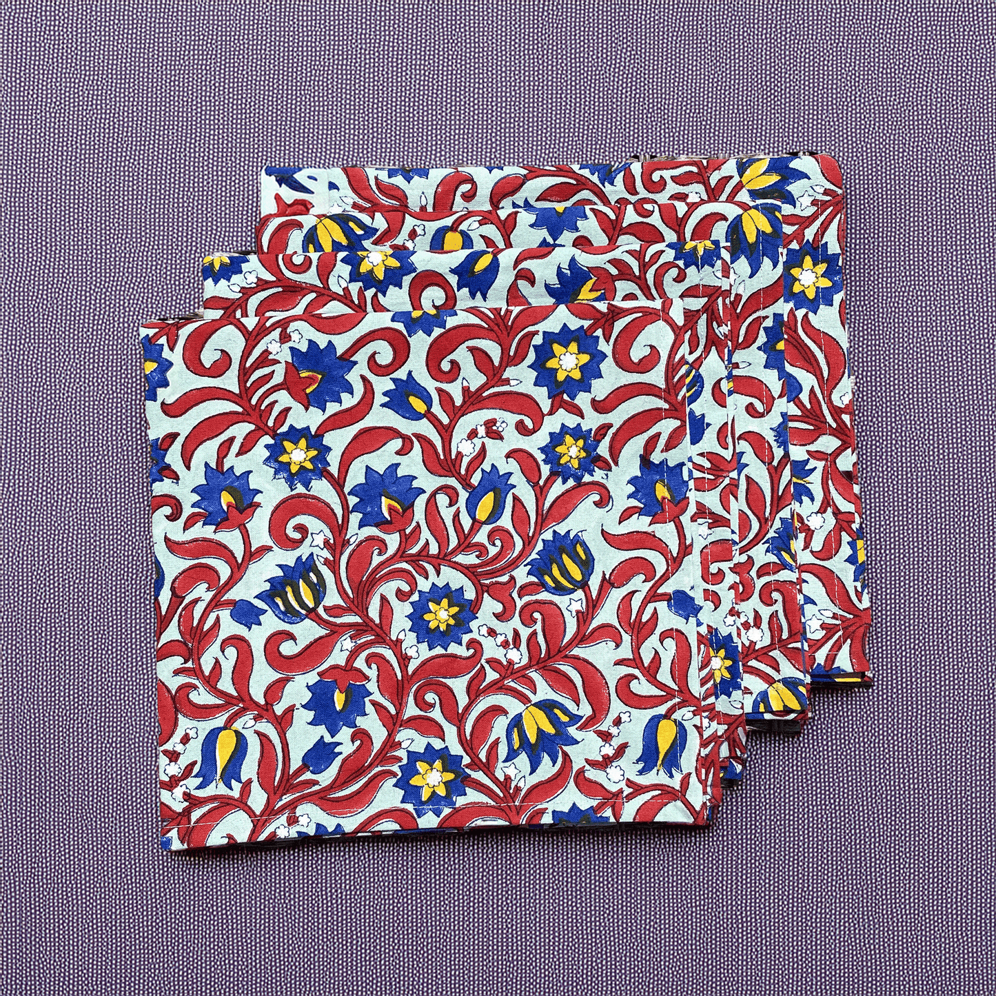 Block printed cloth dinner napkin- Mint Green- Set of 4