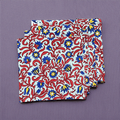 Block printed cloth dinner napkin- Mint Green- Set of 4